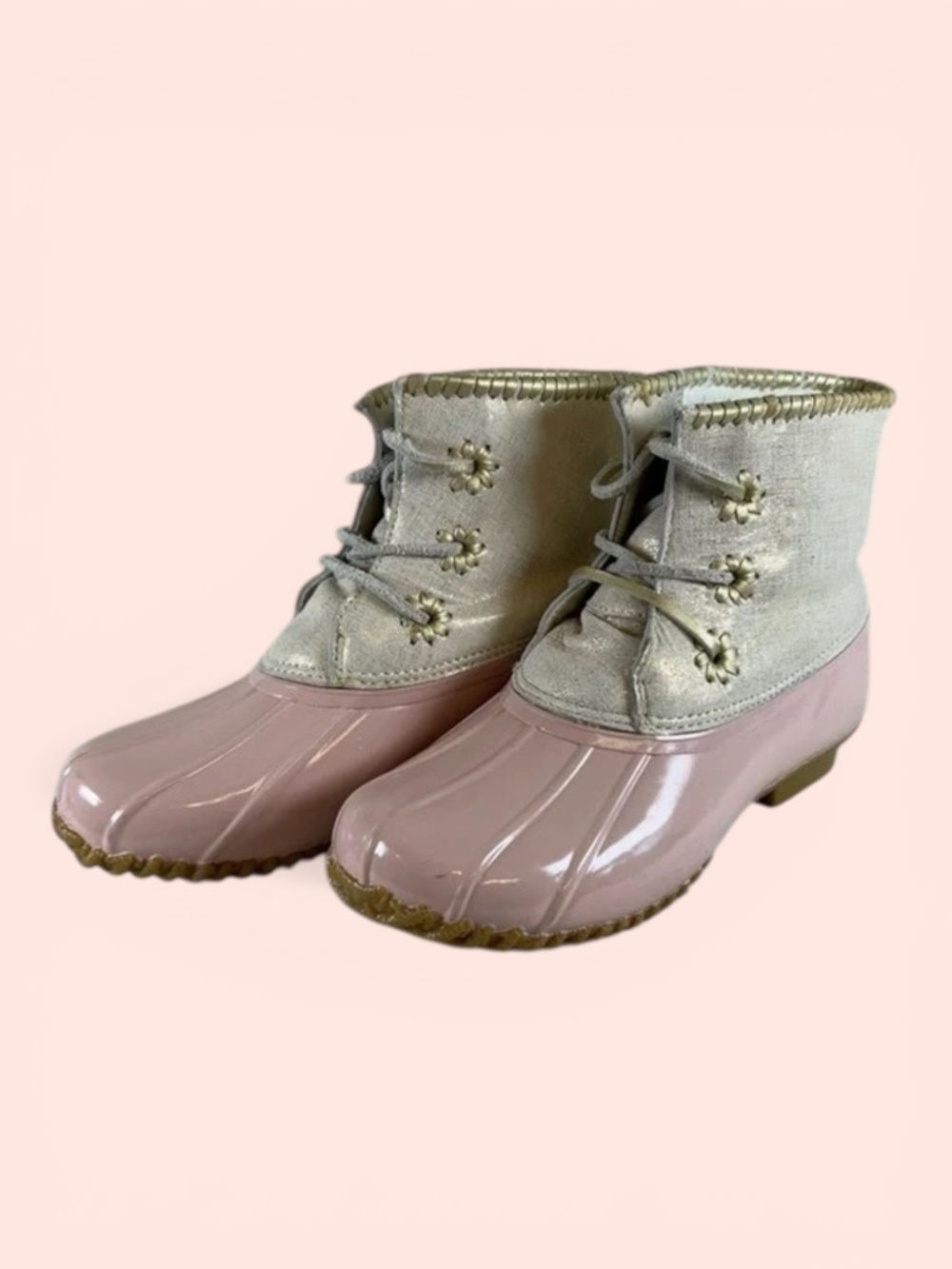 Jack Rogers Women’s 8 Pink Gold Chloe Rain Boots